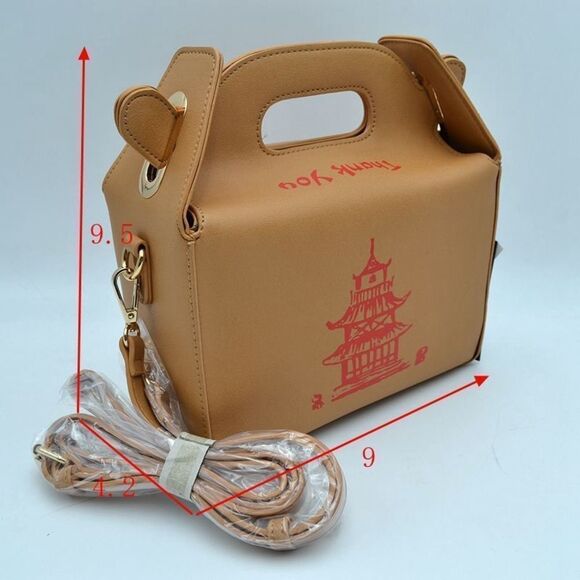 Chinese Tower Print Top-Handle Takeout Box Handbag - Picture 5 of 9